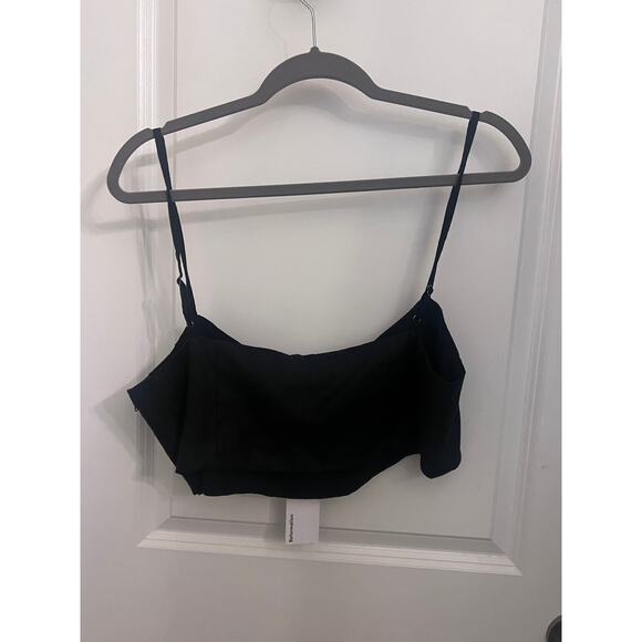 Reformation Amery Linen Cropped Top Size 12 Black Beachy Party Whimsigoth Boho - Picture 3 of 9